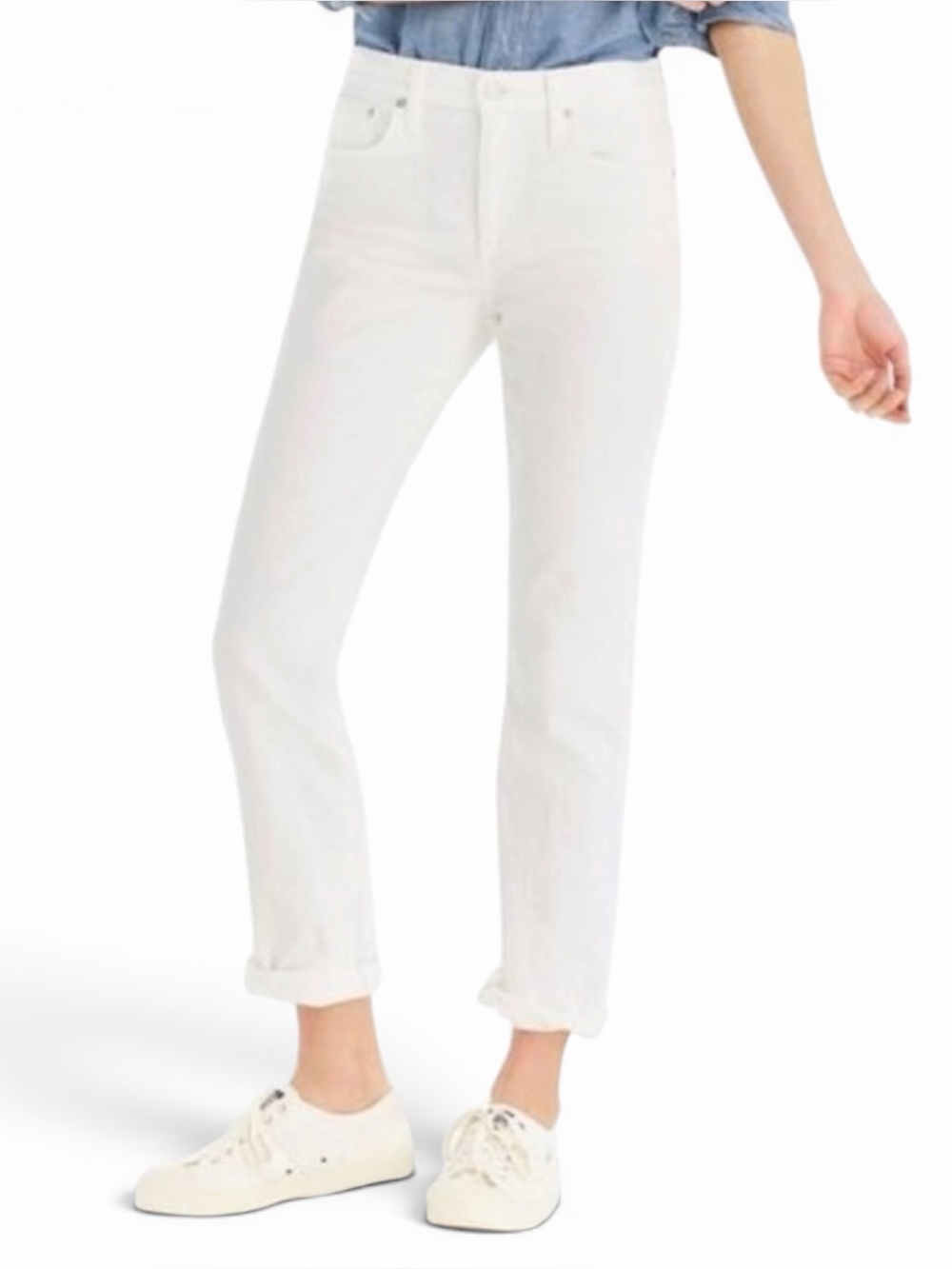 J. Crew 26 White Broken in Boyfriend Jeans B4